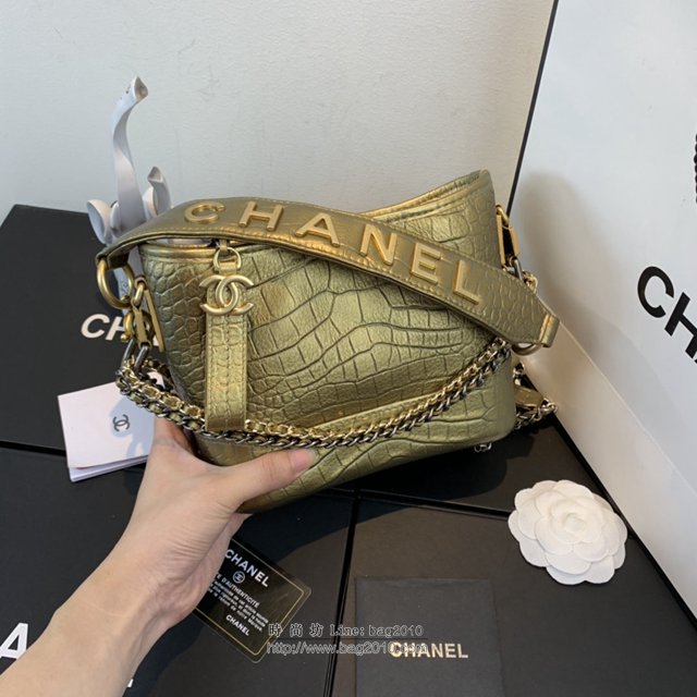 Chanel女包 91810 2019新款 Chanel Gabrielle鱷魚流浪包 皮裹鏈條 香奈爾肩背包 香奈兒流浪包  djc2619